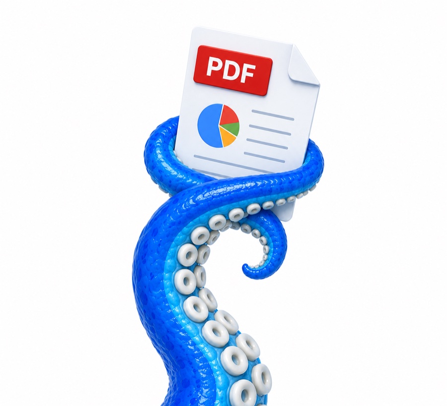 Tentacle holding a PDF document